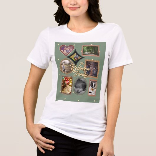 Retro Family 8 Photo Collage CUSTOM Tri-Blend Shirt (Voorkant)