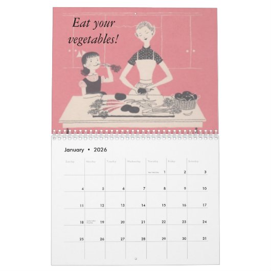 Retro Family Agenda Kalender (Jan 2026)