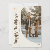 Retro Family Arch Photo Christmas Holiday Card Feestdagenkaart (Voorkant)