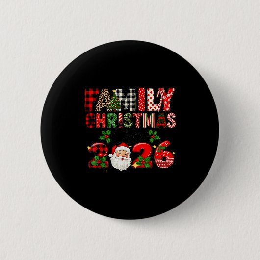 Retro Family Christmas Crew 2026 Squad Family Matc Ronde Button 5,7 Cm (Voorkant)