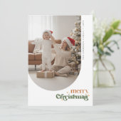 Retro Family Photo Christmas Xmas Holiday Card Feestdagenkaart (Staand voorkant)