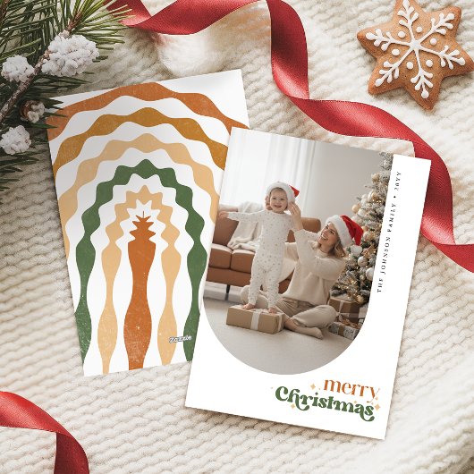 Retro Family Photo Christmas Xmas Holiday Card Feestdagenkaart