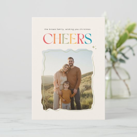 Retro Family Photo Portrait Christmas  Feestdagenkaart (Staand voorkant)