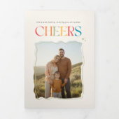 Retro Family Portrait Christmas Holiday Photo Drieluik Kaart (Cover)