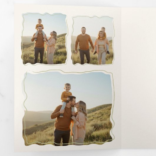 Retro Family Portrait Christmas Holiday Photo Drieluik Kaart (Binnenzijde eerst)