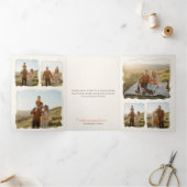 Retro Family Portrait Christmas Holiday Photo Drieluik Kaart (Binnen)