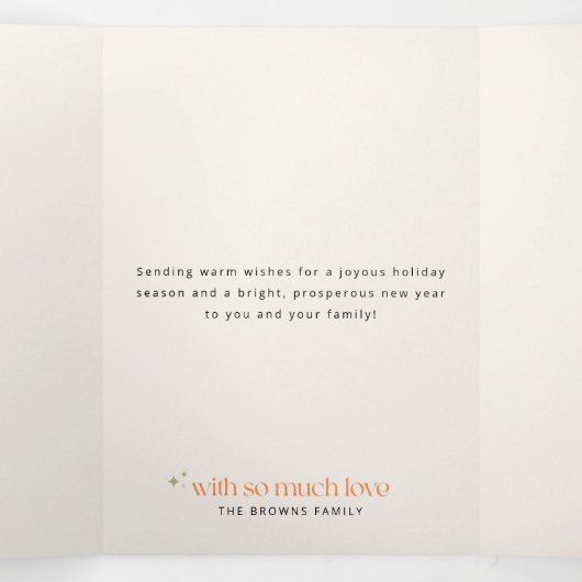 Retro Family Portrait Christmas Holiday Photo Drieluik Kaart (Binnenkant midden)