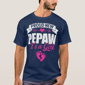 Retro Family Proud New Pepaw Het is een meisje sek T-shirt