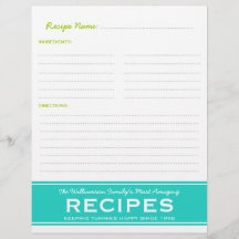 Retro Family Recipes Personalized Multomap Insert