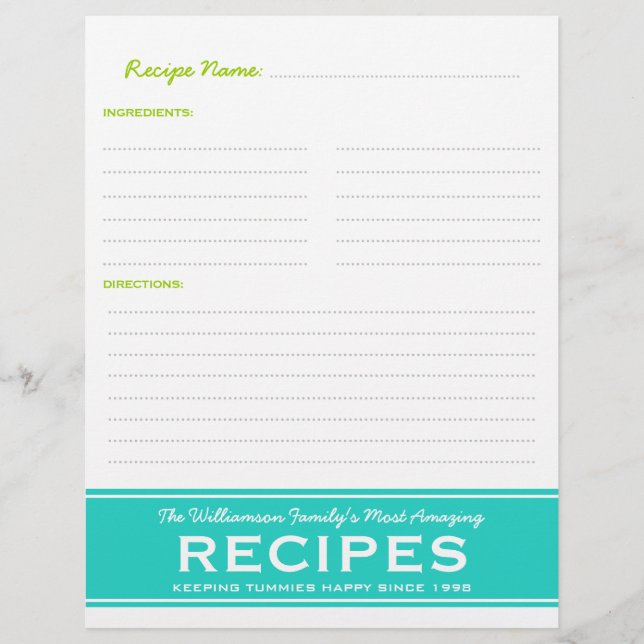 Retro Family Recipes Personalized Multomap Insert (Voorkant)