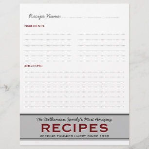 Retro Family Recipes Personalized Multomap Insert