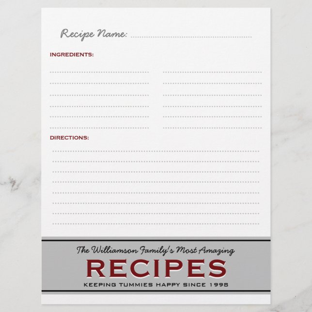 Retro Family Recipes Personalized Multomap Insert (Voorkant)