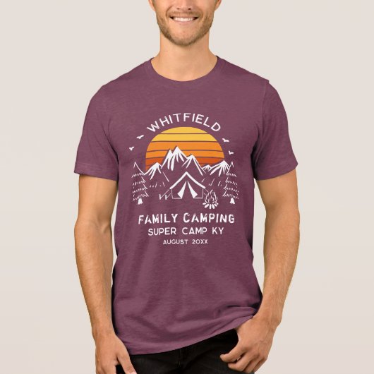 Retro Family Reunion Matching Pine Trees Camping Tri-Blend Shirt (Voorkant)