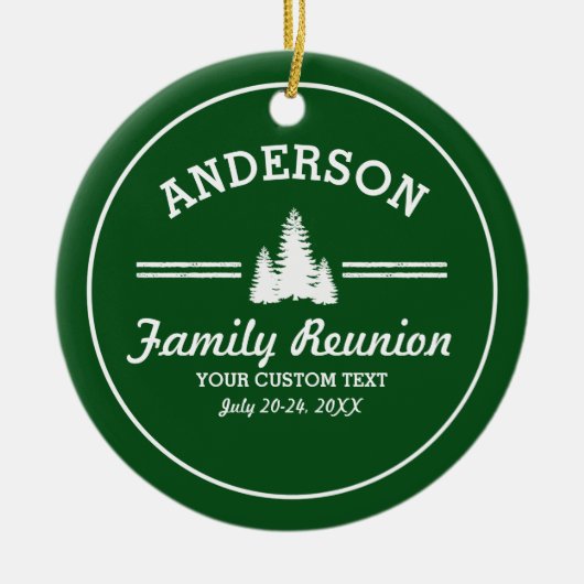 Retro Family Reunion of Trip | Rustische pinebomen Keramisch Ornament (Voorkant)