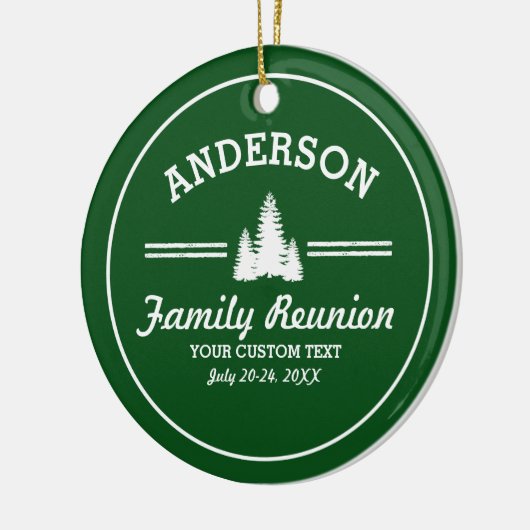 Retro Family Reunion of Trip | Rustische pinebomen Keramisch Ornament (Links)