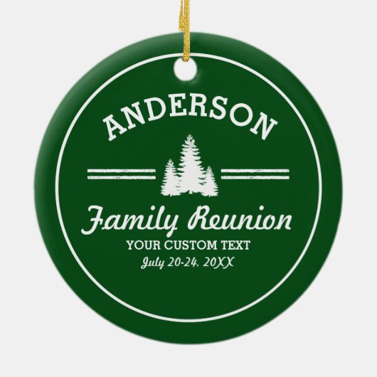 Retro Family Reunion of Trip | Rustische pinebomen Keramisch Ornament (Achterkant)