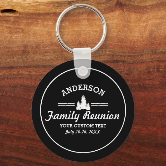 Retro Family Reunion of Trip | Rustische pinebomen Sleutelhanger (Achterkant)