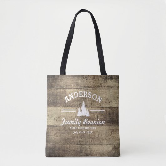 Retro Family Reunion of Trip | Rustische pinebomen Tote Bag (Voorkant)