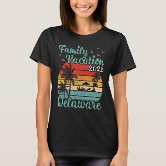  retro Family Vacation 2022 Delaware Beach T-shirt (Voorkant)