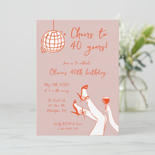 Retro Fancy BIrthday Party uitnodiging (Staand voorkant)