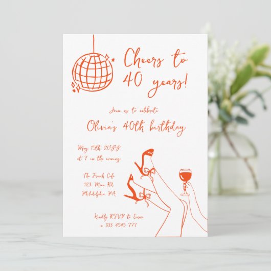 Retro Fancy BIrthday Party uitnodiging (Staand voorkant)