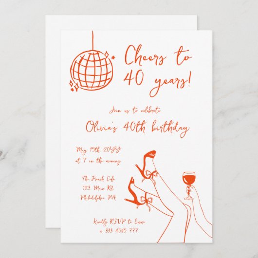 Retro Fancy BIrthday Party uitnodiging (Voorkant / Achterkant)