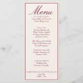 Retro Fancy Bourgondië Crème Oude Geld Huwelijk Menu (Voorkant)