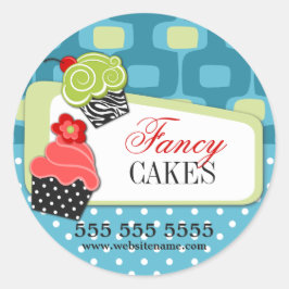 Retro Fancy Cupcake Bakery Ronde Sticker