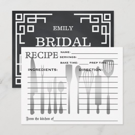 Retro Fancy Krijtbord Vrijgezellenfeest Recept Kaa Uitnodiging Briefkaart (Voorkant / Achterkant)