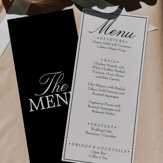 Retro Fancy Zwart Crème Oude Geld Huwelijk Menu