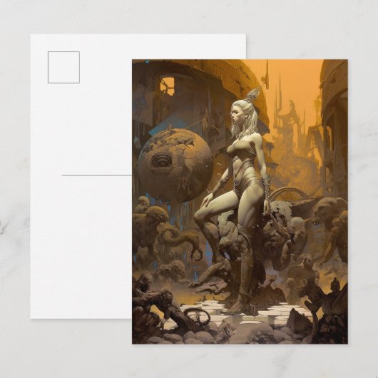 Retro Fantasy Art Beauful Woman Briefkaart (Voorkant / Achterkant)