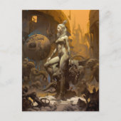 Retro Fantasy Art Beauful Woman Briefkaart (Voorkant)