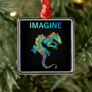 Retro Fantasy Dragon Tattoo Gift for Tattooist Metalen Ornament