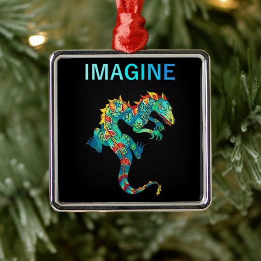 Retro Fantasy Dragon Tattoo Gift for Tattooist Metalen Ornament (Boom)