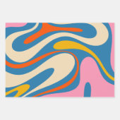 Retro Fantasy Swirl Colorful Abstract Patroon Inpakpapier Vel (Voorkant)
