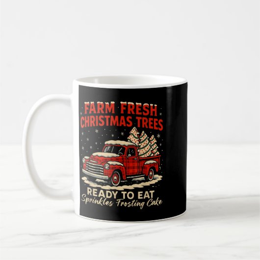 Retro Farm Fresh Debbie Christmas Cake Red Truck H Koffiemok (Links)
