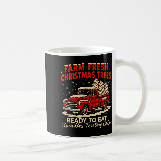 Retro Farm Fresh Debbie Christmas Cake Red Truck H Koffiemok (Rechts)