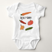 Retro Farmer's Market lokaal geteeld Baby shower Romper (Voorkant)