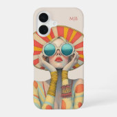 Retro Fashion Glamor Model with Monogram iPhone 16 Hoesje (Achterkant)