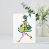 Retro Fashion Woman Briefkaart (Staand voorkant)