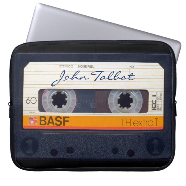  Retro Fashioned 80s Mixtape Audio Cassette Laptop Sleeve (Voorkant)