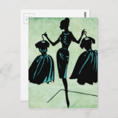 Retro Fashionista Silhouette Briefkaart (Voorkant / Achterkant)