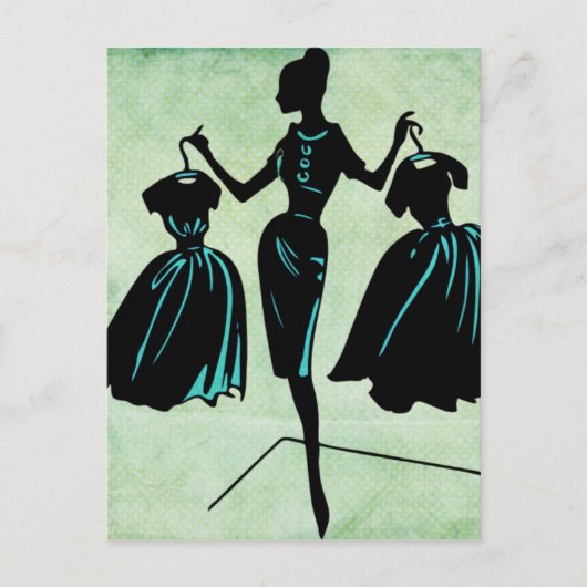Retro Fashionista Silhouette Briefkaart (Voorkant)