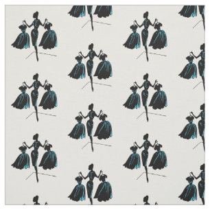 Retro Fashionista Silhouette Fabric Stof
