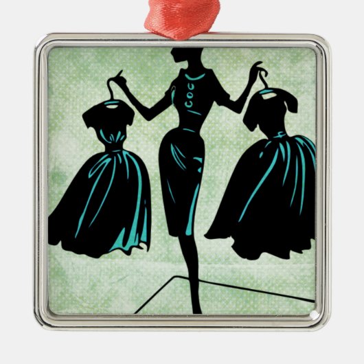 Retro Fashionista Silhouette Metalen Ornament (Voorkant)