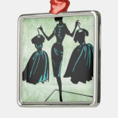 Retro Fashionista Silhouette Metalen Ornament (Links)