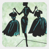 Retro Fashionista Silhouette Vierkante Sticker (Voorkant)