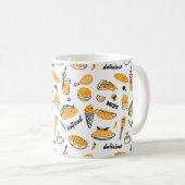 Retro Fast Food Hand Drawn Sketch Pattern Koffiemok (Voorkant rechts)