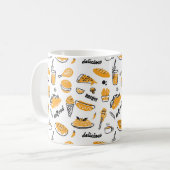 Retro Fast Food Hand Drawn Sketch Pattern Koffiemok (Voorkant links)
