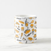 Retro Fast Food Hand Drawn Sketch Pattern Koffiemok (Center)